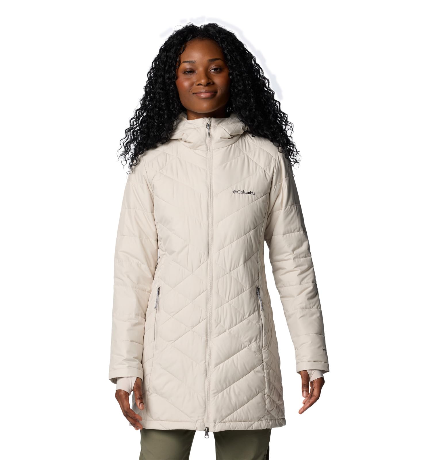 Columbia Women's Heavenly Long Hooded Jacket for Outdoor Adventures with Temperature Regulation Tech and Water Resistanc